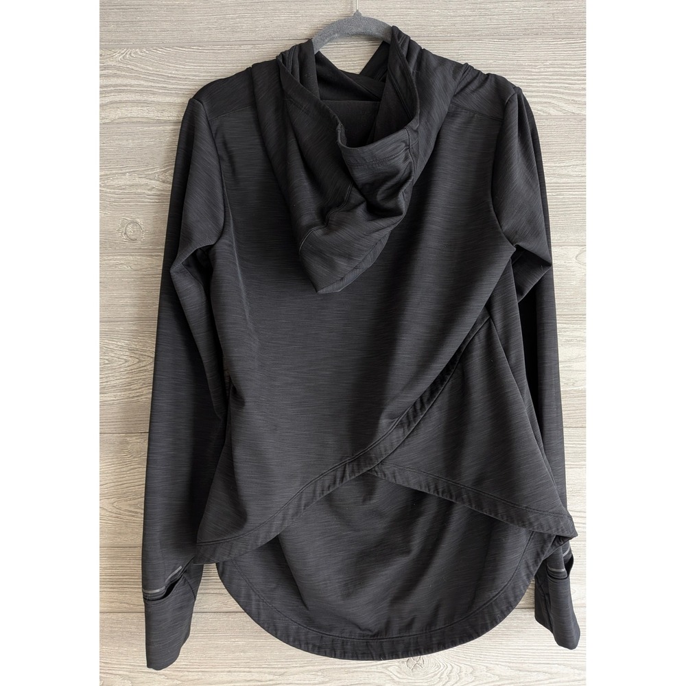 Athleta Womens Space Dye Tulip Back Hoodie Charcoal Gray Thumbhole Activewear M - Picture 2 of 16